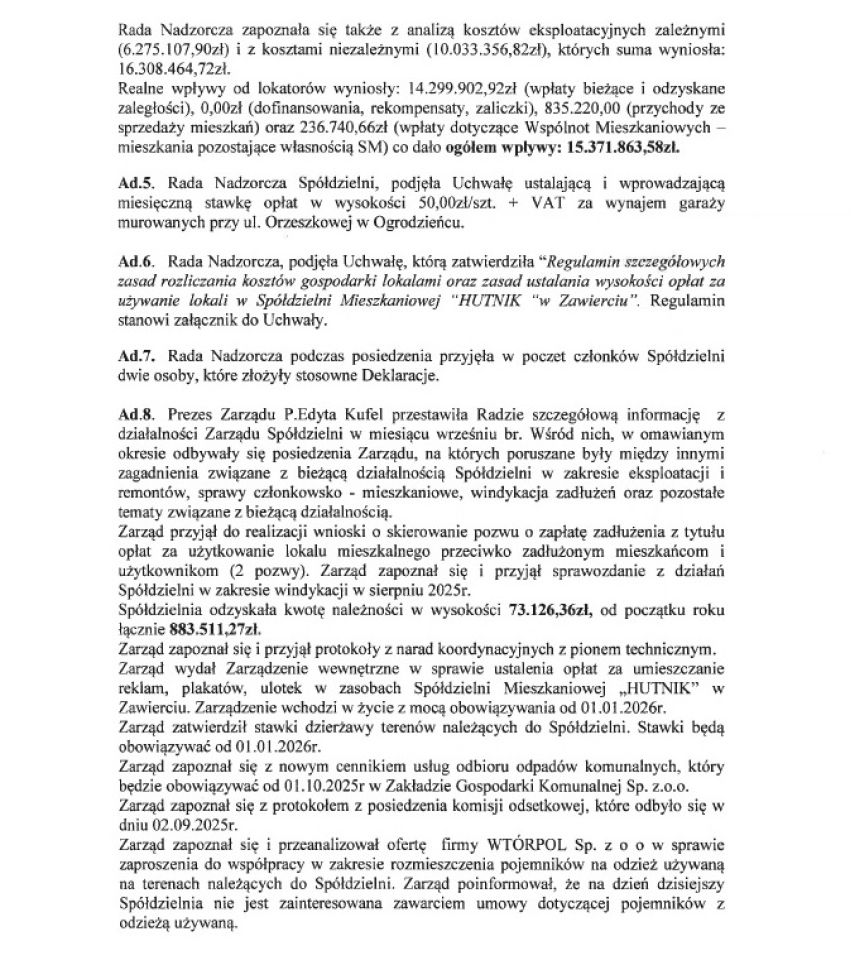 Informacja Przewodniczącego Rady Nadzorczej z obrad w dniu 07.10.2025