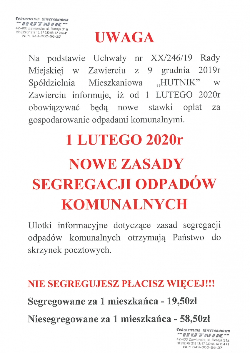 Segregacja odpadów 2020