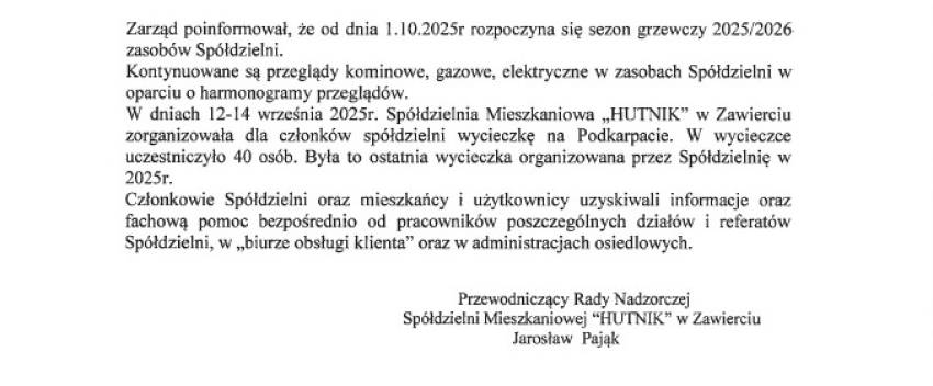 Informacja Przewodniczącego Rady Nadzorczej z obrad w dniu 07.10.2025