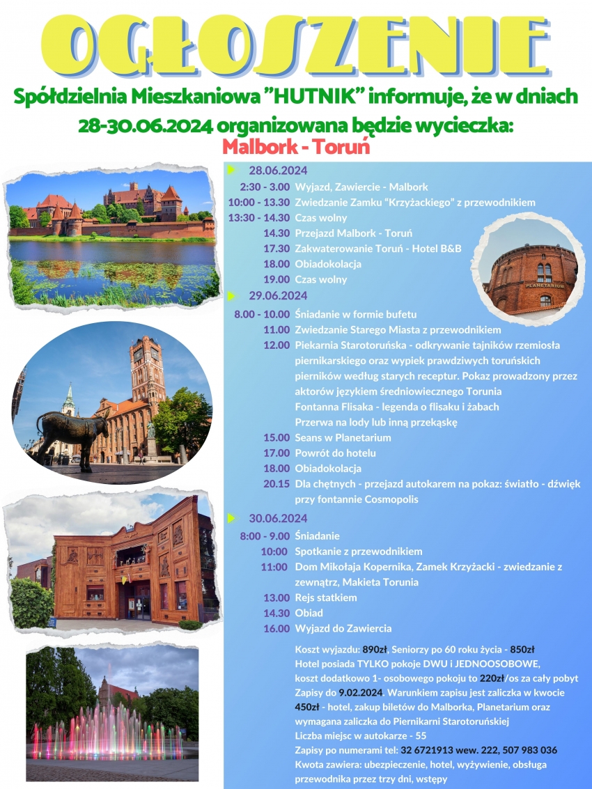 Wycieczka Malbork - Toruń