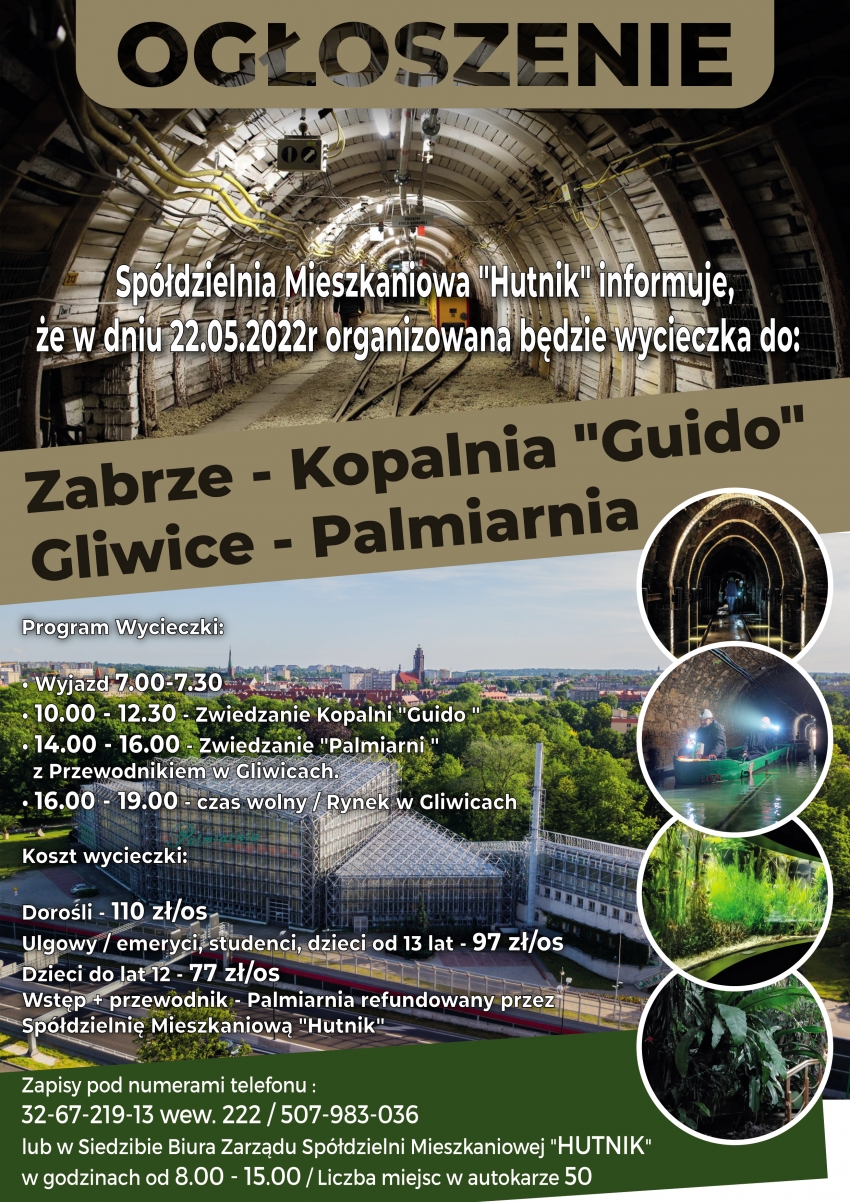 Wycieczka - Zabrze, kopalnia Guido Gliwice, Palmiarnia